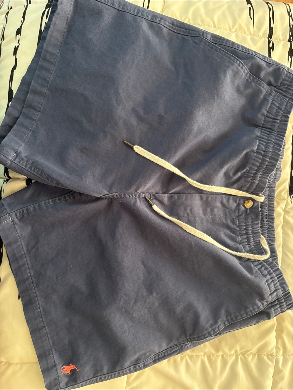 Ralph Lauren Blue Cotton Drawstring Shorts with Pony